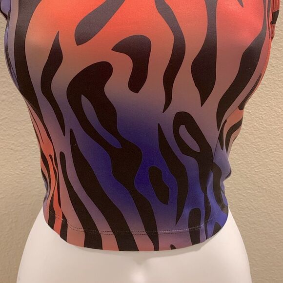 Take 50% OFF- Adidas Multicolor Zebra Print Crop Top-Size-S - Picture 4 of 9
